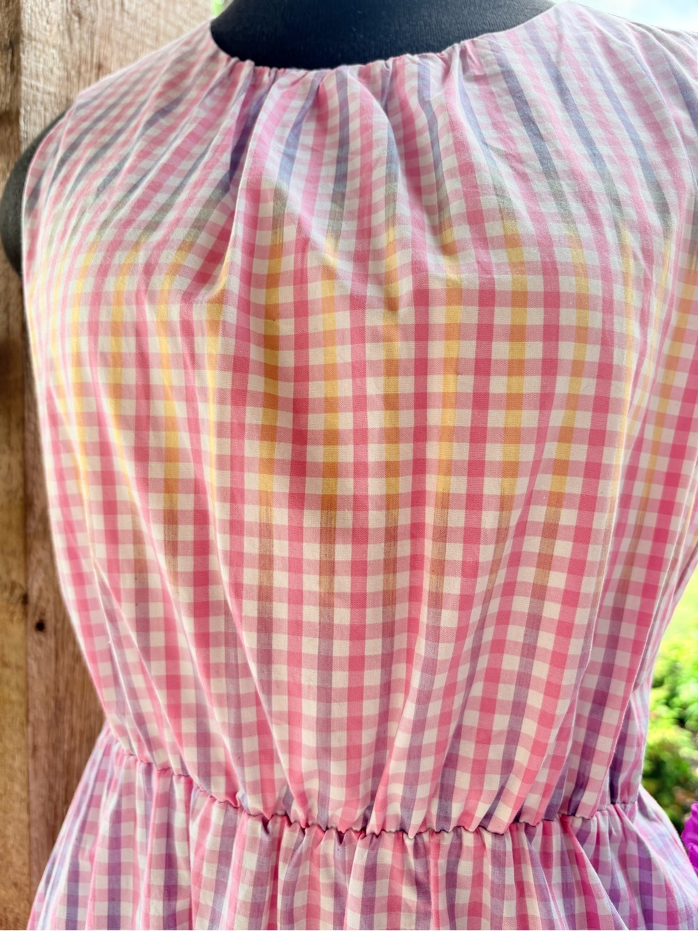 Charter Club Pink Gingham Plaid Cottage-Core Full Skirt Sleeveless Dress PM NWOT - Picture 6 of 11